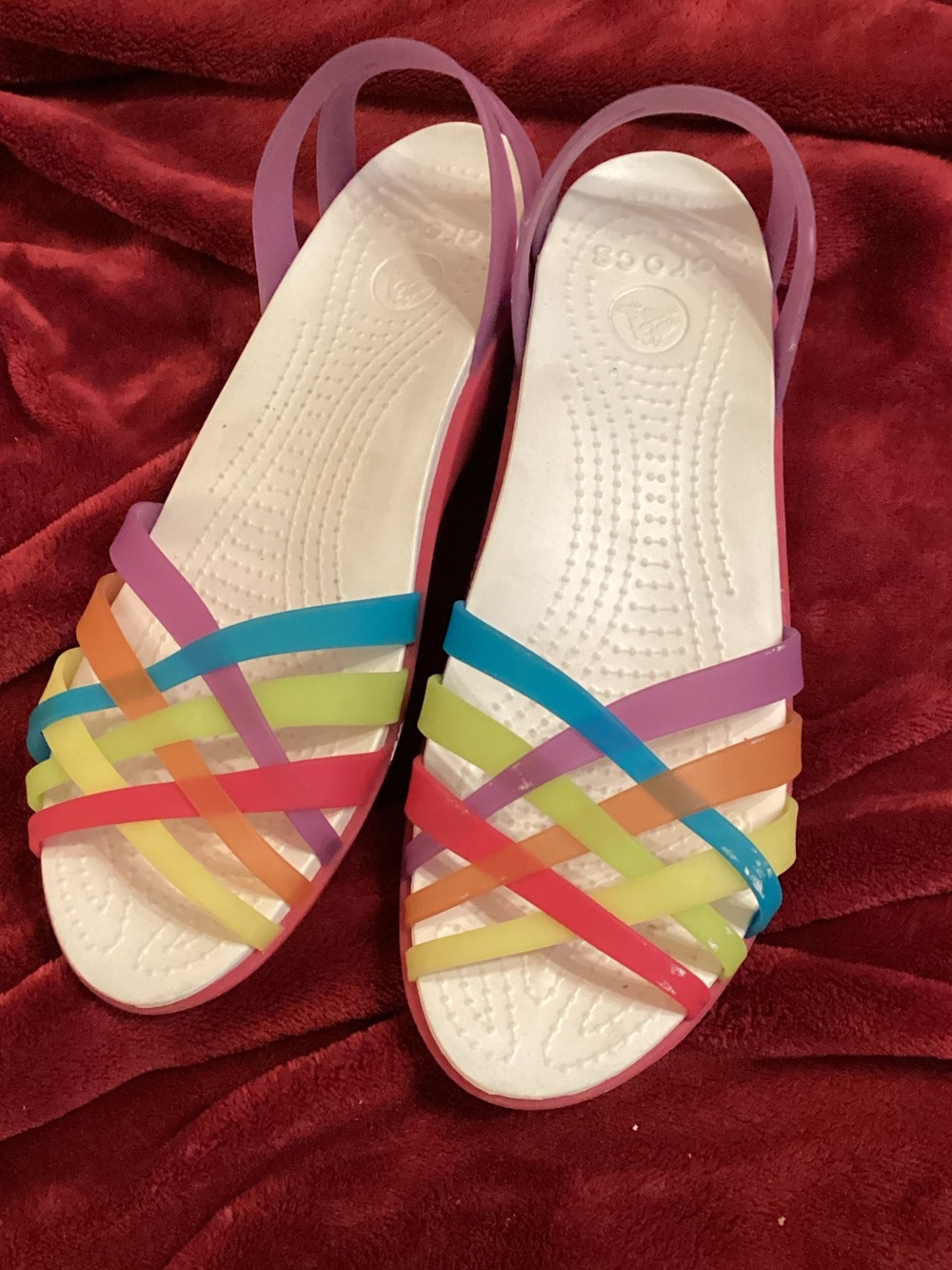 CROCS Women's Multicolor Jelly Slingback Sandals - Pink/Blue/Yellow/Green/Orange
